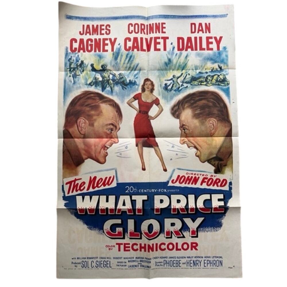 Original 1952 What Price Glory Movie Poster James Cagney One Sheet John Ford